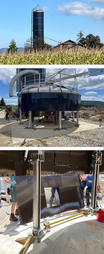 Silo-Hebetechnik mit Spindelhubgetrieben